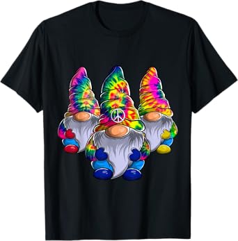 Three Hippie Gnomes Peace Gnome Funny Retro Tie Diy Design T-Shirt