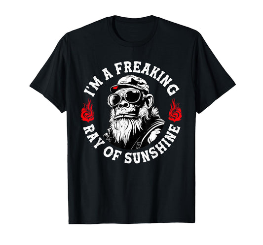Retro I’m A Freaking Ray Of Sunshine Funny Monkey T-Shirt