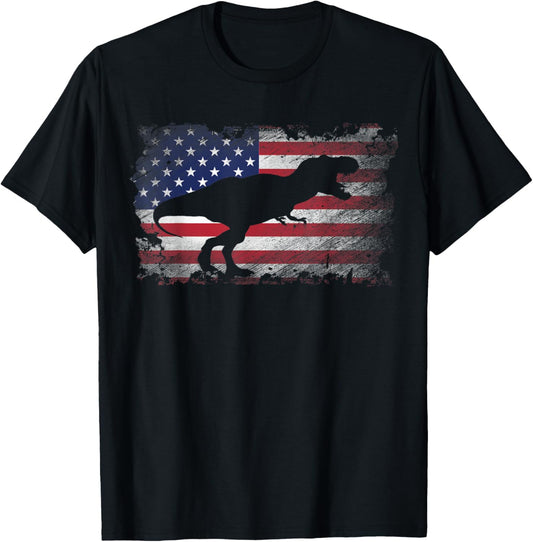 Patriotic T Rex American Flag Cool Dinosaur Lover T-Shirt