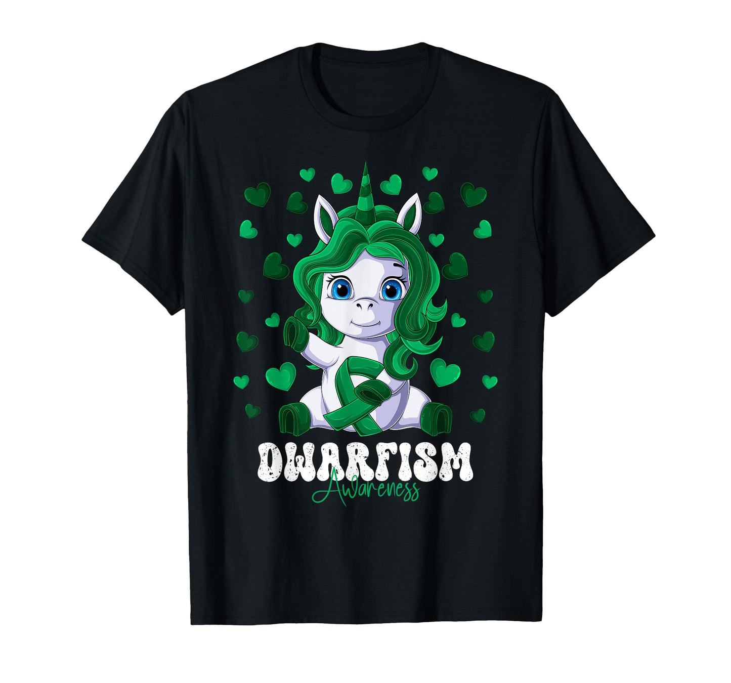 Dwarfism Awareness Month Green Ribbon Unicorn T-Shirt