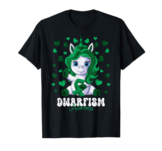 Dwarfism Awareness Month Green Ribbon Unicorn T-Shirt