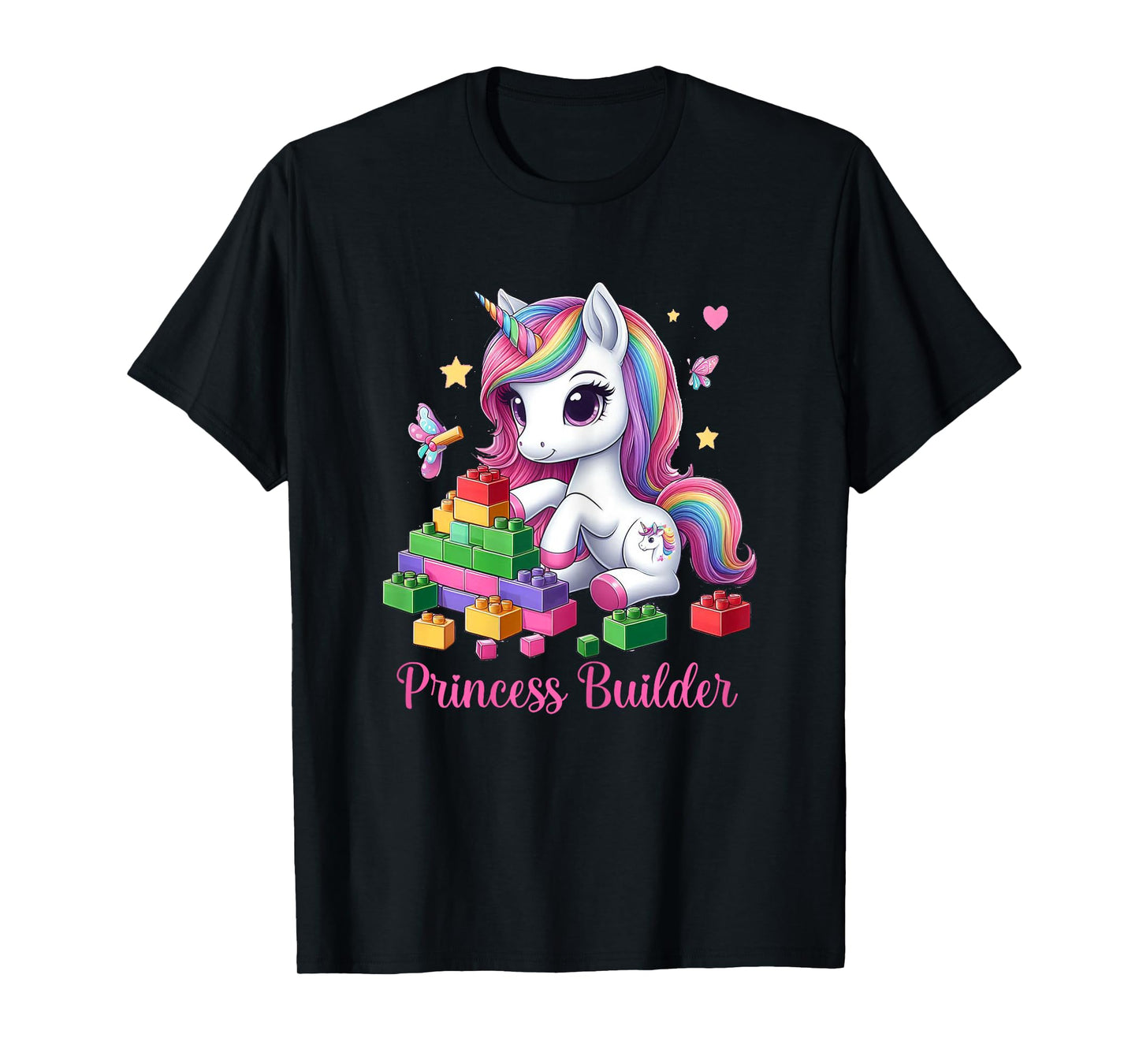 Princess Builder Unicorn for Girls – Building Blocks Bricks T-Shirt