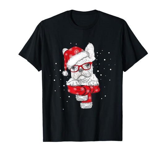 Christmas Santa Dog Lover Frenchie French Bulldog Pajamas T-Shirt for Men Women Kids