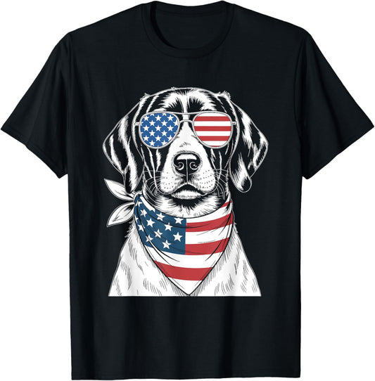 German Shorthaired Pointer Dog USA Flag 4th of July T-Shirt