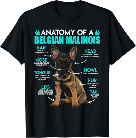 ANATOMY OF A MALINOIS Belgian Shepherd Dog Owners T-Shirt