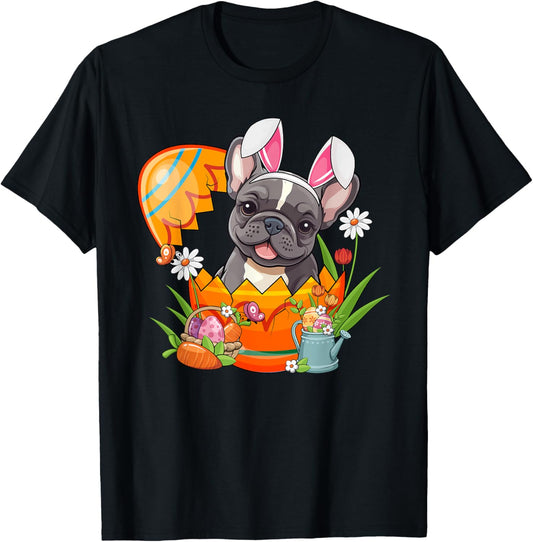 French Bulldog Rabbit Ears Easter Egg Pet Owner Men Women T-Shirt