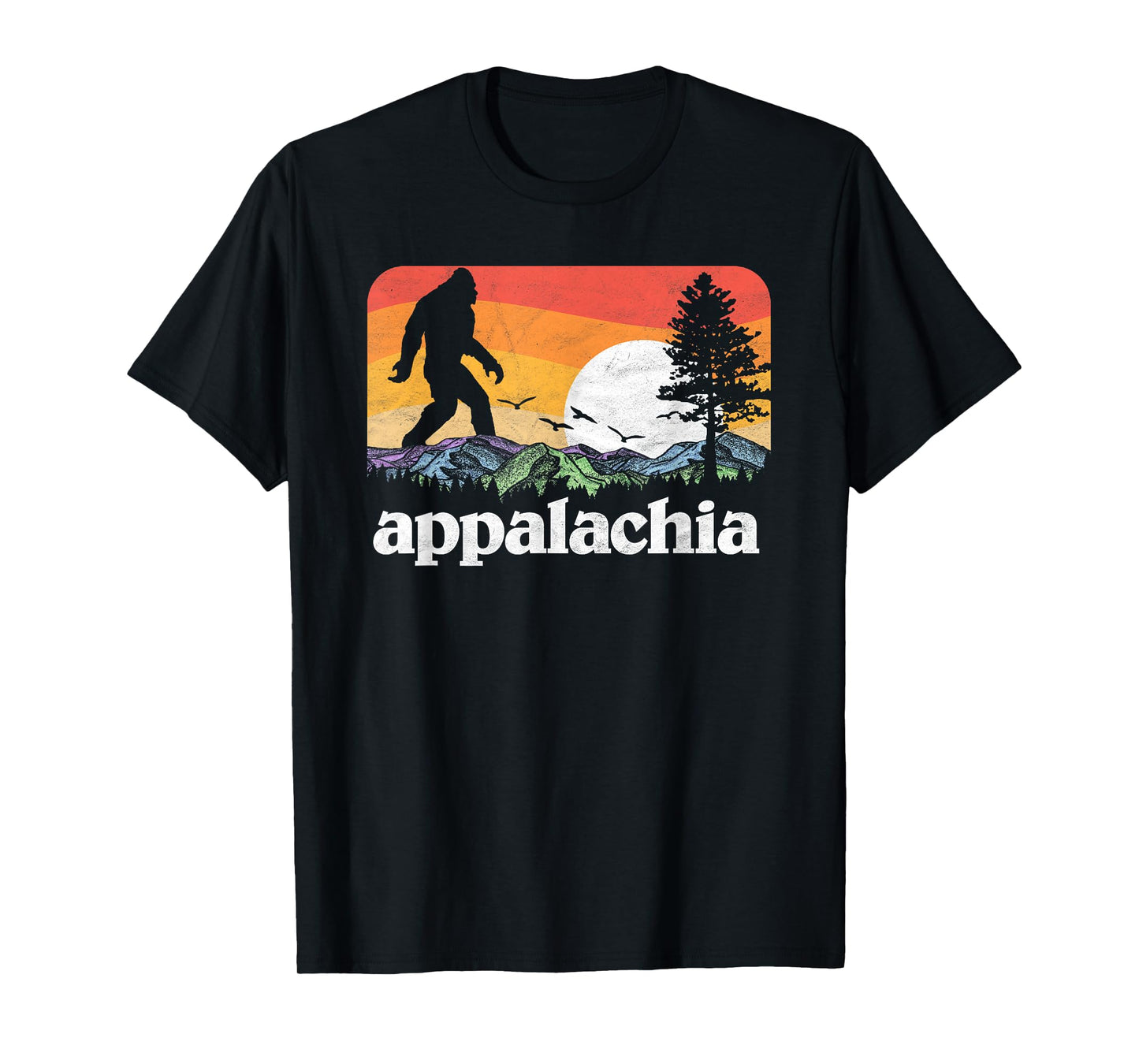 Retro Appalachia Bigfoot Mountain & Trees Nature Outdoors T-Shirt