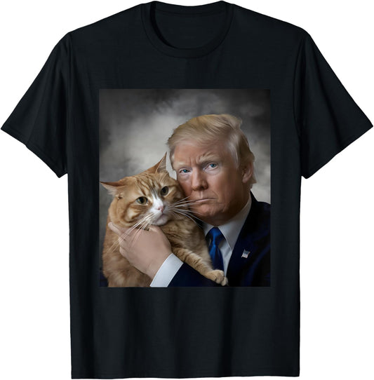 Donald Trump and Cat Funny Trump And Cat, Political 2024 T-Shirt