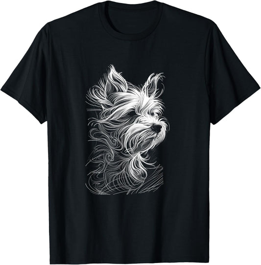 Fun Yorkshire Terrier Dog Lover Simple Sketch Yorkie T-Shirt