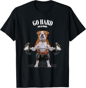 Bulldog Dog Weightlifting in Fitness Gym T-Shirt