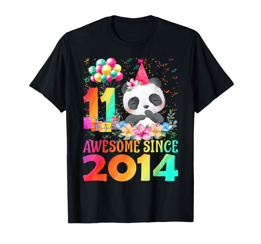11 Years Old 11th Birthday Panda Awesome Since 2014 T-Shirt