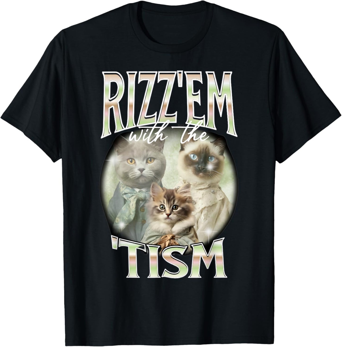 Rizz Em With The Tism Cat Autistic 90s Bootleg Rap Top T-Shirt