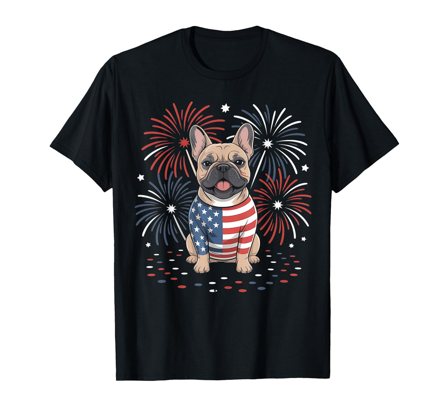 Cute French Bulldog USA American Flag Dog Lover 4th Of July T-Shirt for Men Women Kids