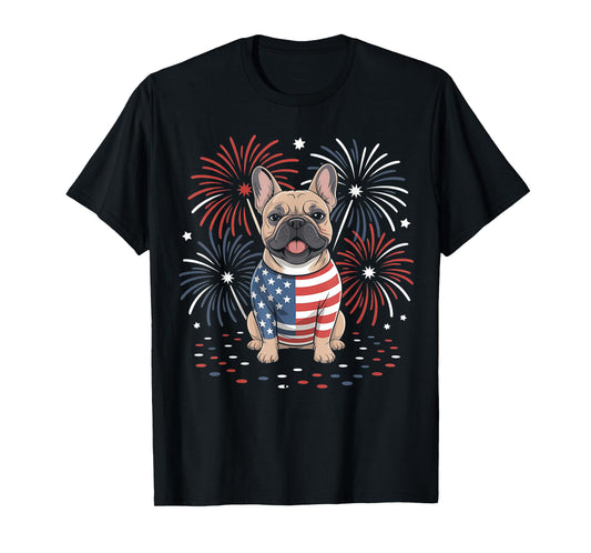 Cute French Bulldog USA American Flag Dog Lover 4th Of July T-Shirt for Men Women Kids