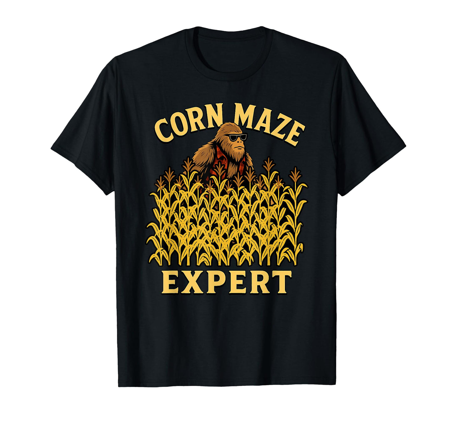Funny Bigfoot Corn Maze Expert Fall Fun Halloween Sasquatch T-Shirt