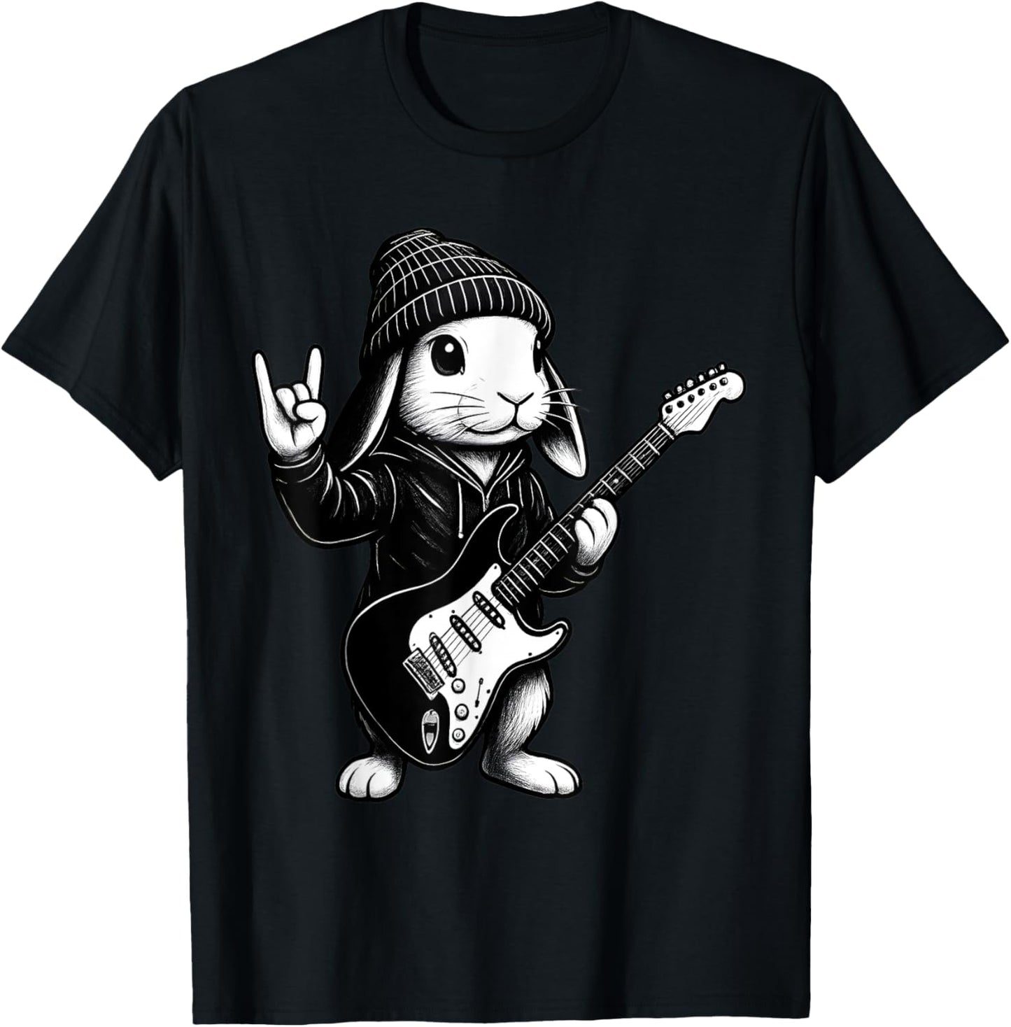 Funny Cute Bunny Guitarist Rockin' Rabbit Music Animal Lover T-Shirt