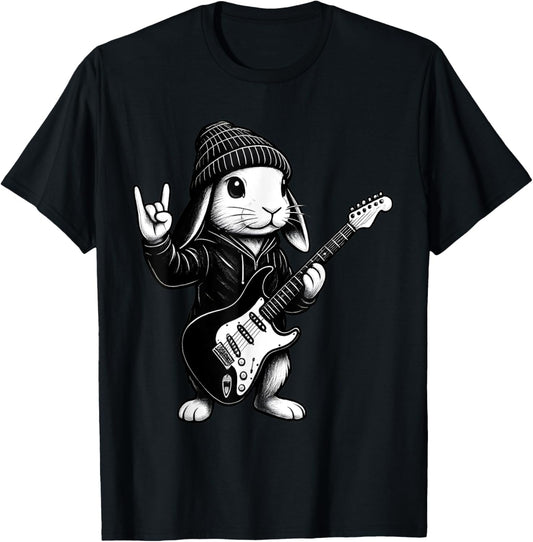 Funny Cute Bunny Guitarist Rockin' Rabbit Music Animal Lover T-Shirt