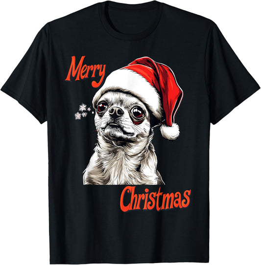 Chihuahua Santa Hat Merry Christmas Xmas Dog Lover Pajama T-Shirt