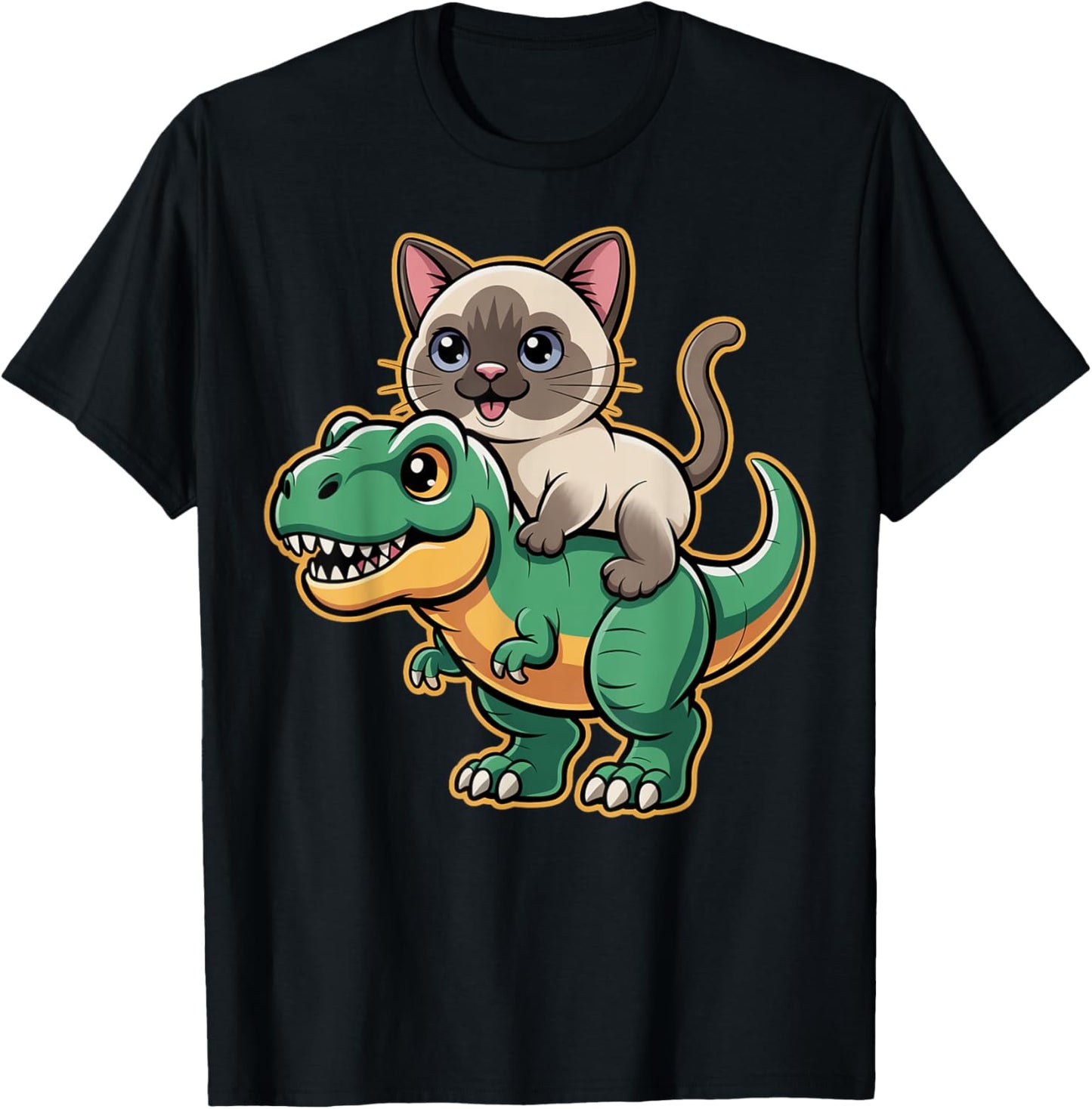 Cute Dinosaur With Siamese Cat T-Shirt