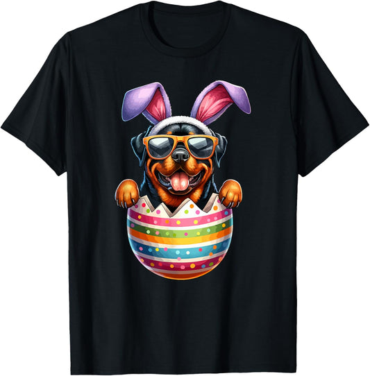 Cute Rottweiler Egg Happy Easter Day Dog Dad Dog Mom T-Shirt