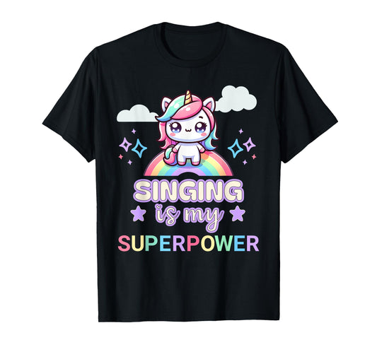 Singing Is My Superpower Funny Singing Shirts Kids Unicorn T-Shirt