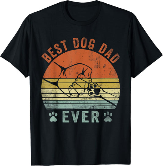 Best Dog Dad Ever Father's Day Dog Lover Men Retro Vintage T-Shirt