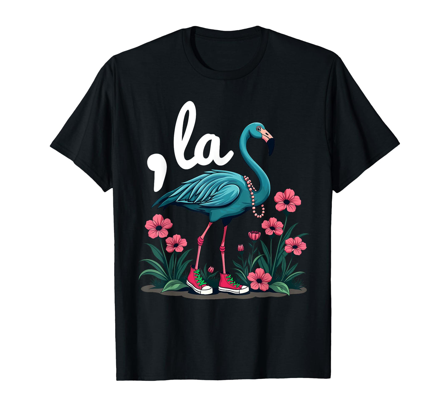 Retro Flamingo Chucks And Pearls Comma La Kamala Harris 2024 T-Shirt