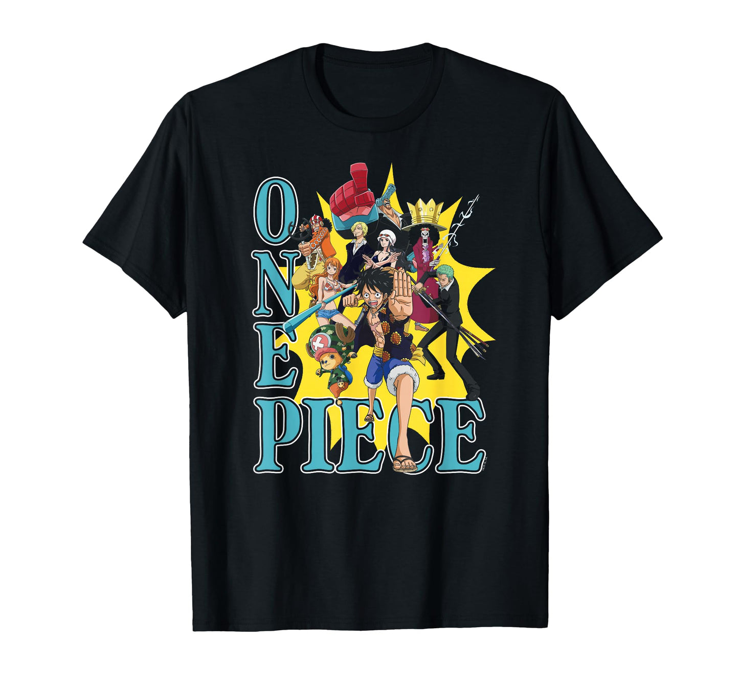 One Piece Anime Group Photo Burst Character Collage T-Shirt