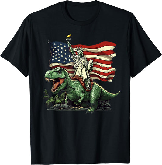 Patriotic Liberty Dino - Funny 4th of July Dinosaur T-Shirt