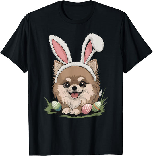 Pomeranian Dog Easter Bunny T-Shirt