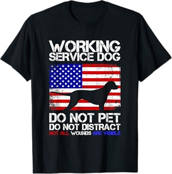 PTSD Veteran Dog Work Service T-Shirt for Women Men