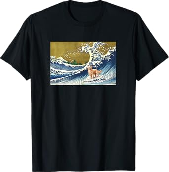 Funny Retro Vintage Surfing A Wave Golden Retriever Lover T-Shirt