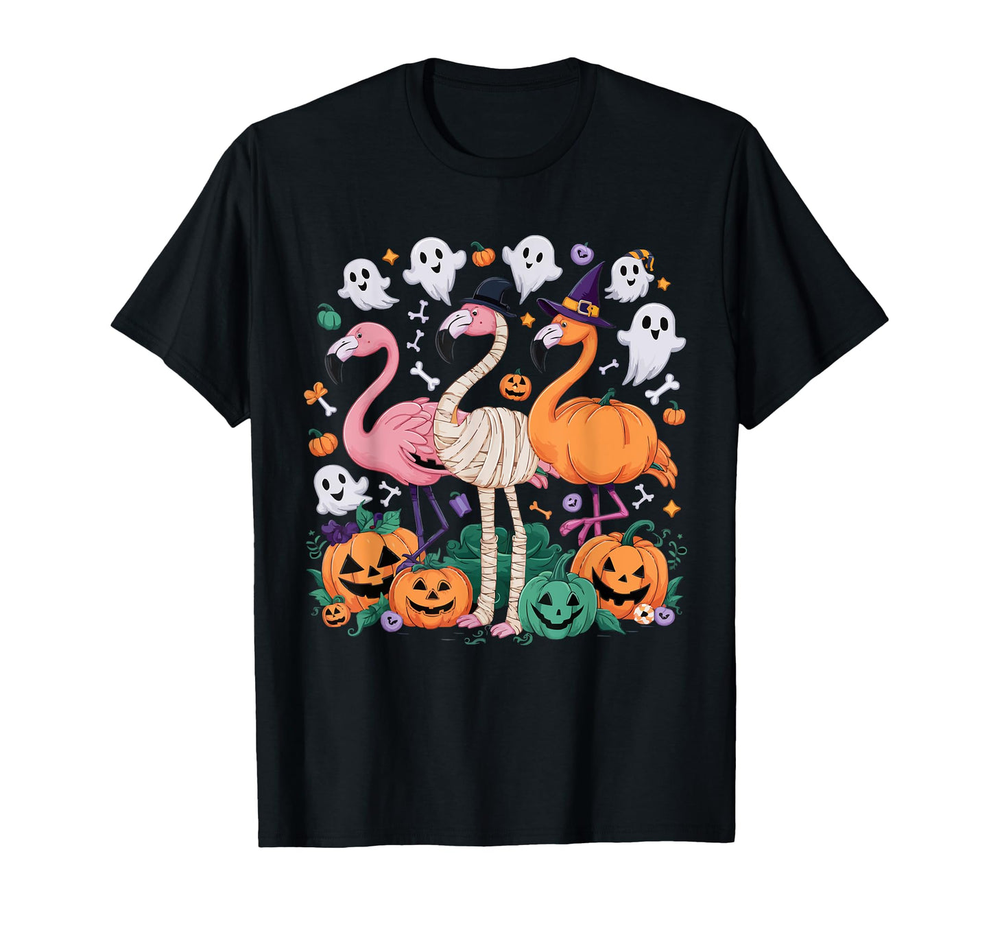 Flamingo Halloween Spooky Wading Bird Scary Trick Or Treat T-Shirt