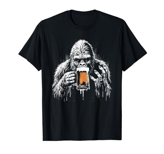 Bigfoot Drinks Beer - Funny Bigfoot Sasquatch Lover T-Shirt