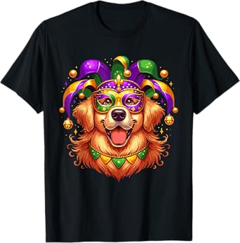 Golden Retriever Dog Costume Outfit Women Men Mardi Gras T-Shirt