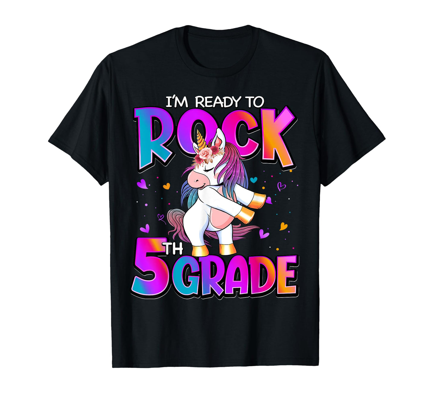 I'm Ready To Rock 5th Grade Unicorn Back To School Girls T-Shirt