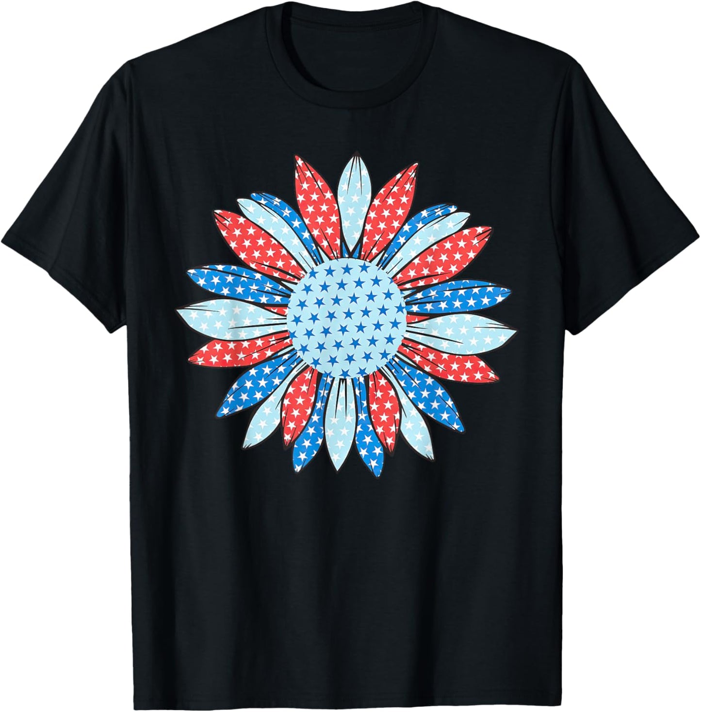 American Flag Sunflower 4th Of July Women Patriotic T-Shirt
