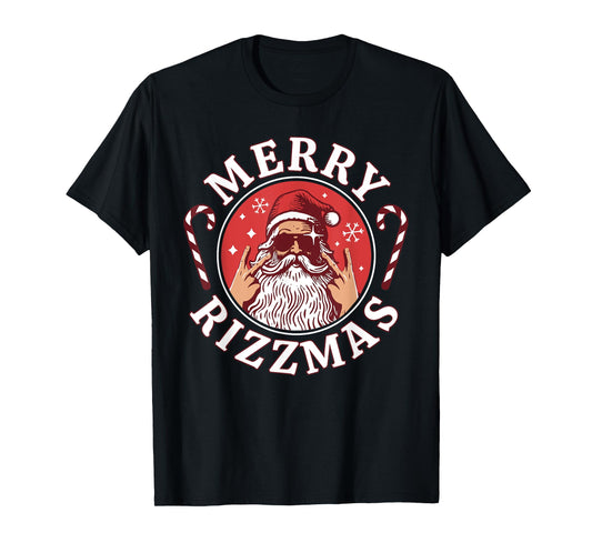 Merry Rizzmas Kids Teens School Funny Christmas Santa Claus T-Shirt