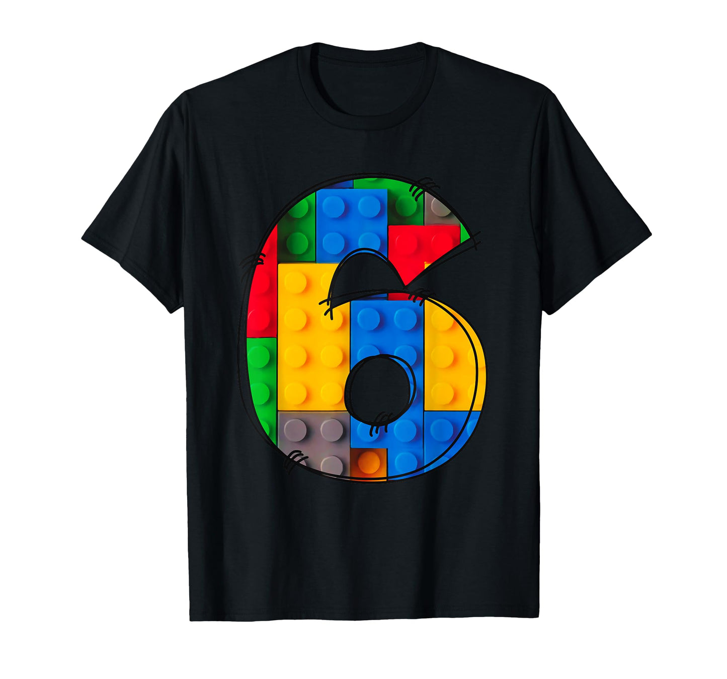 6 Year Old Blocks Building Master Builder 6th Birthday Kids T-Shirt