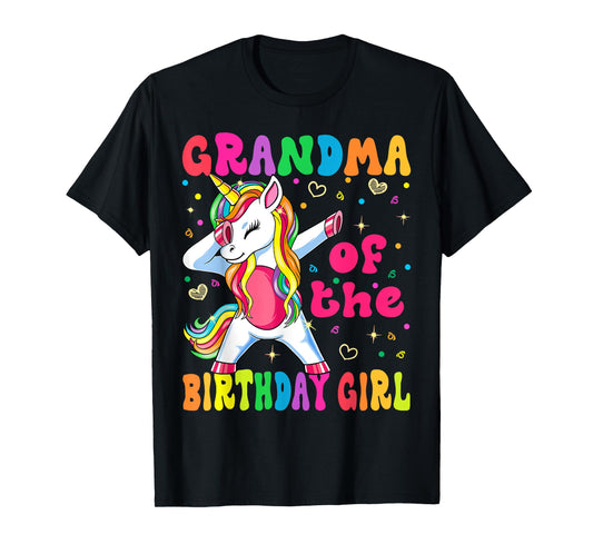 Grandma of the Birthday Princess Girl Dabbing Unicorn T-Shirt