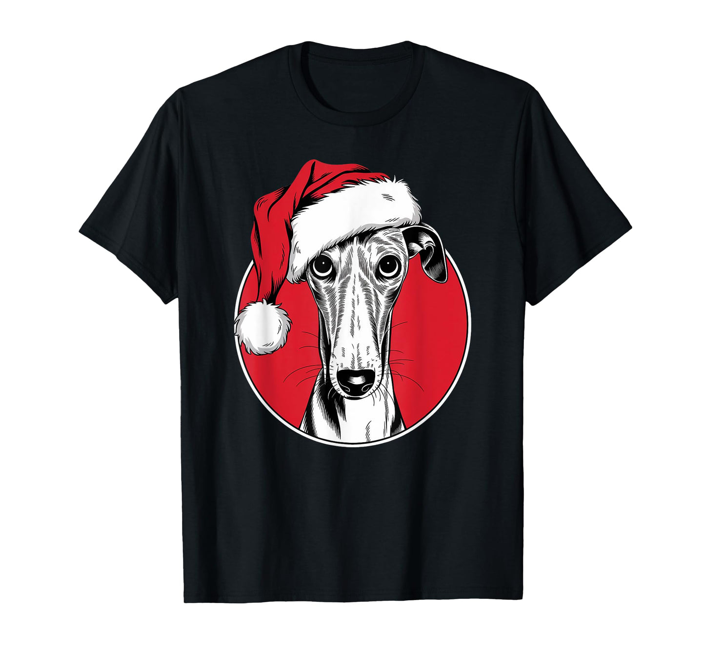 Joyful Greyhound Santa Dog on Greyhound Christmas T-Shirt for Men Women Kids