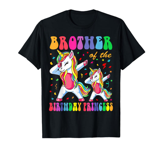 Brother of the Birthday Princess Girl Dabbing Unicorn Family T-Shirt