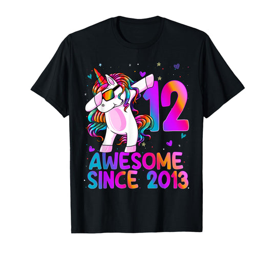 Dabbing Unicorn 12 Year Old 12th Birthday Girl Unicorn Party T-Shirt