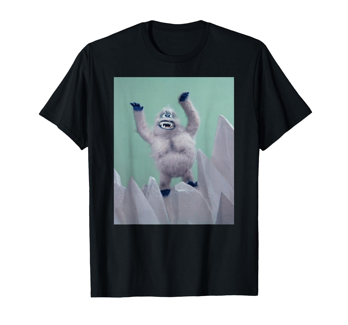 Funny Retro TV Shirts Retro Abominable Snowman T-Shirt - Black Unisex-Adults Classic Fit Short Sleeve Christmas T-Shirt - Small
