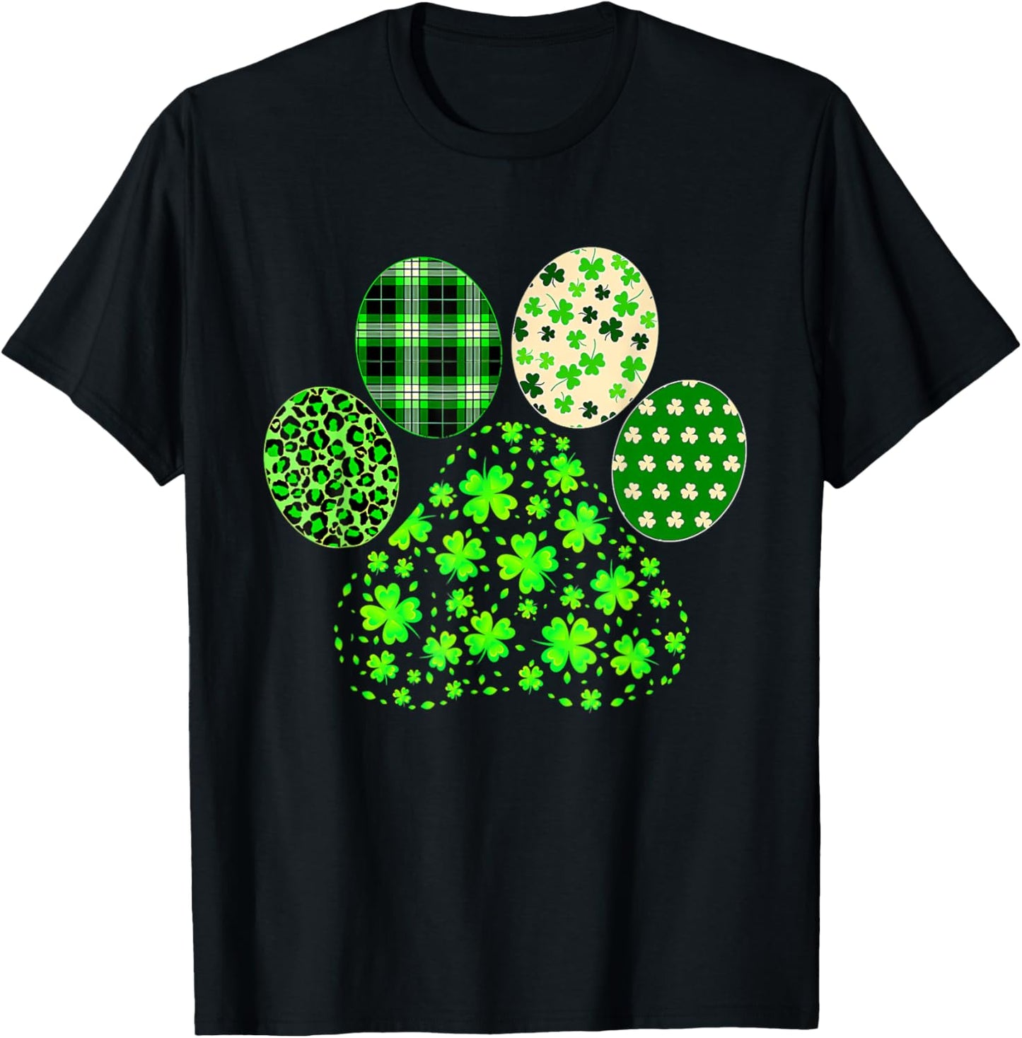 Irish Cute Dog Paw Clovers St. Patrick's Day Lucky Shamrock T-Shirt