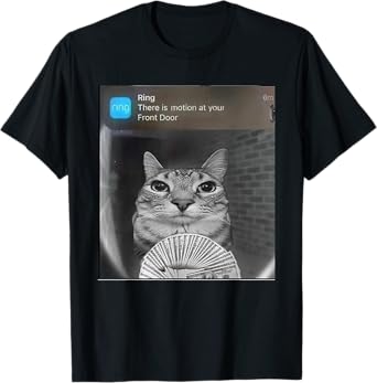 Ring Cat with Motion Meme T-Shirt for Men Women Kids