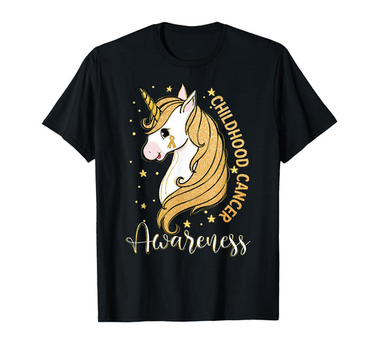 Childhood Cancer Awareness Unicorn Warrior Support Kid Girls T-Shirt