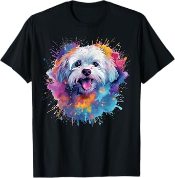 Colorful Maltese Splash Art Dog Men Women Kids T-Shirt