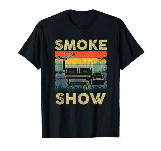 Smoke Show Funny Bbq Smoker Grilling Meat Smoking Retro T-Shirt