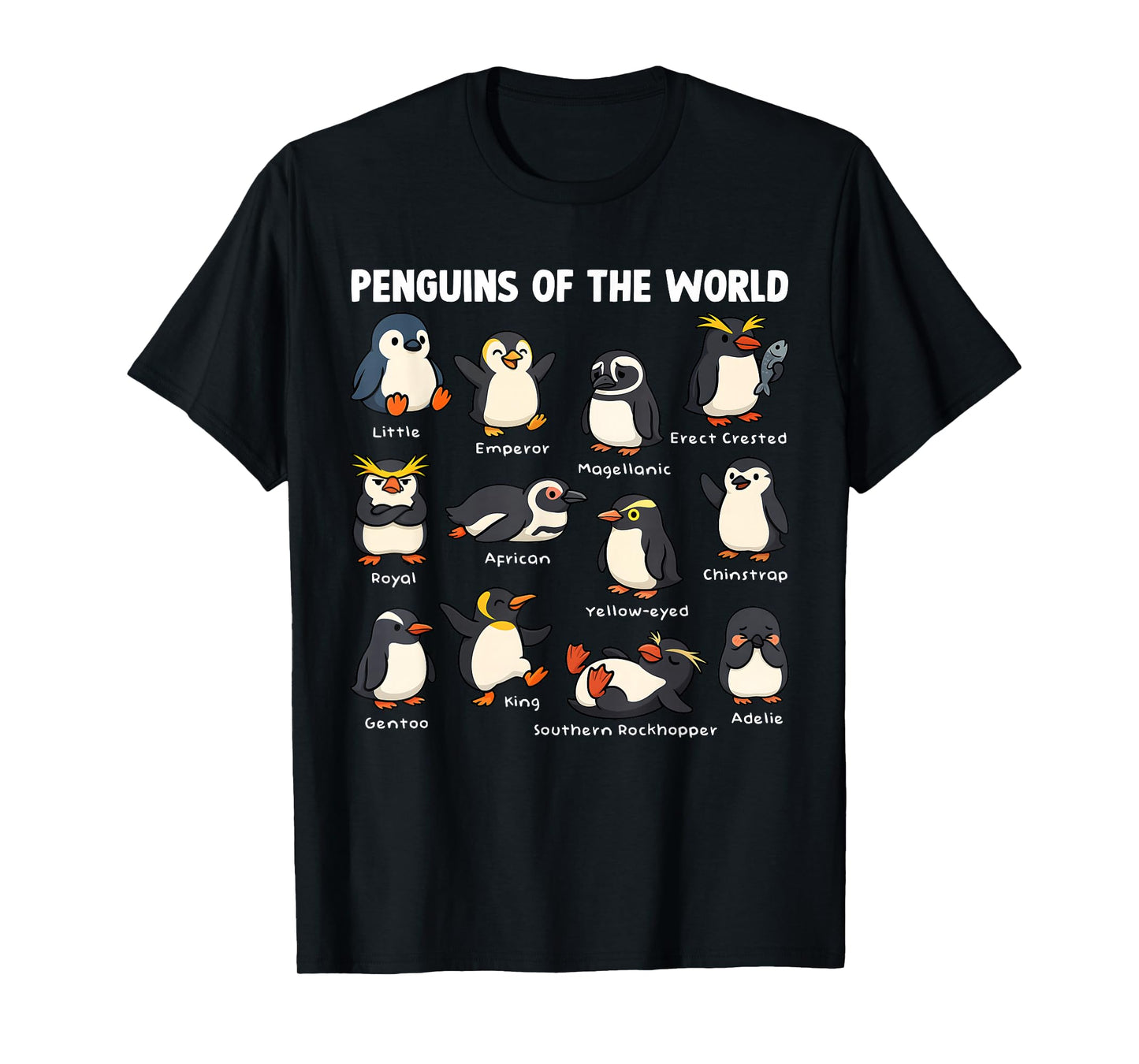 Penguin Sea Animals of The World Kawaii Zoo Bird Lovers T-Shirt